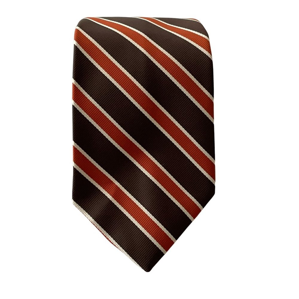 Vintage Kings Lynn Tie Polyester Brown & Cinnamon Striped Necktie Extra‎ Wide